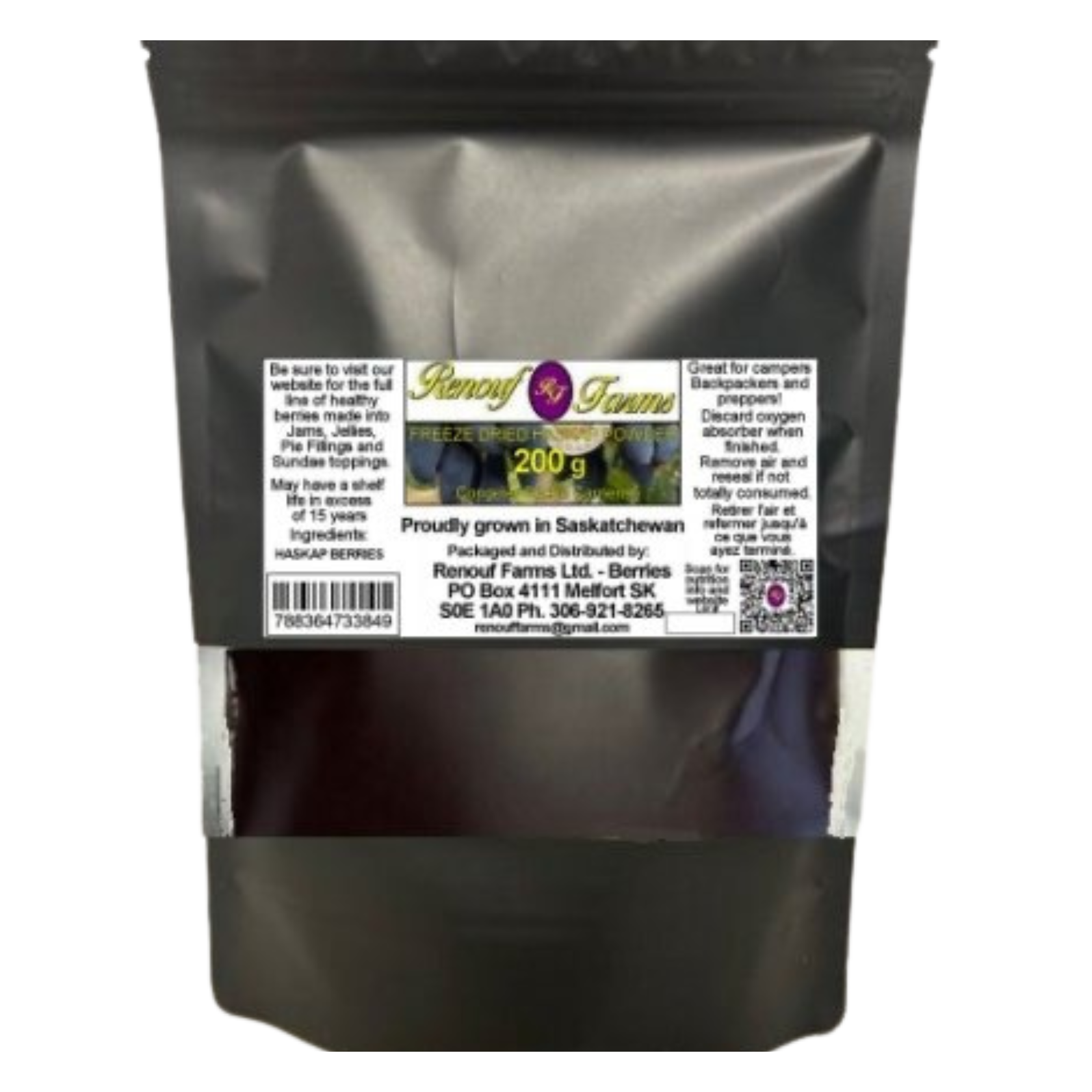 Freeze Dried Whole Haskap Berry Powder - 200g